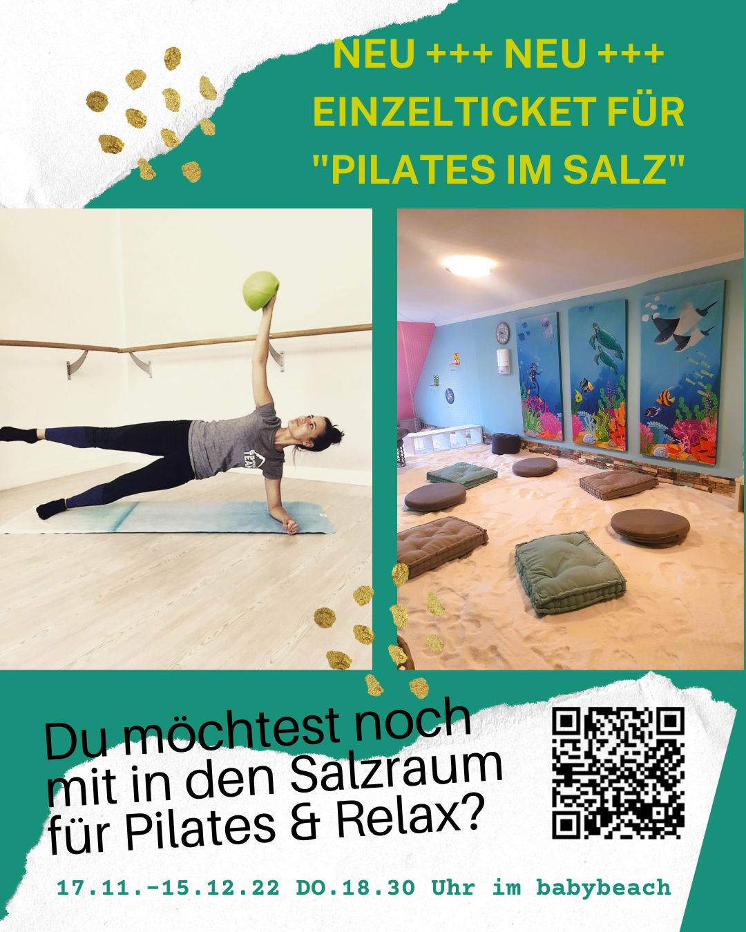 Ab sofort: Einzeltickets für Sonder-Kurs “Pilates & Relax im Salz” verfügbar